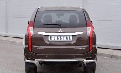 Защита заднего бампера (Ø63 мм уголки, нержавейка) Russtal Mitsubishi Pajero Sport QE дорестайлинг (2015-2021)