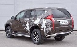 12 999 р. Защита заднего бампера (Ø76 мм уголки, нержавейка) SLITKOFF Mitsubishi Pajero Sport QE дорестайлинг (2015-2021)  с доставкой в г. Санкт‑Петербург. Увеличить фотографию 2