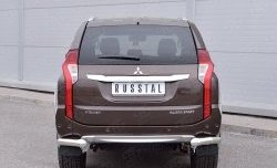 Защита заднего бампера (Ø76 мм уголки, нержавейка) Russtal Mitsubishi Pajero Sport QE дорестайлинг (2015-2021)