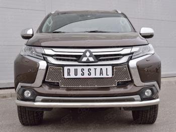 4 299 р. Сетка нижнего воздухозаборника (нержавеющая сталь) Russtal Mitsubishi Pajero Sport QE дорестайлинг (2015-2021)  с доставкой в г. Санкт‑Петербург. Увеличить фотографию 1