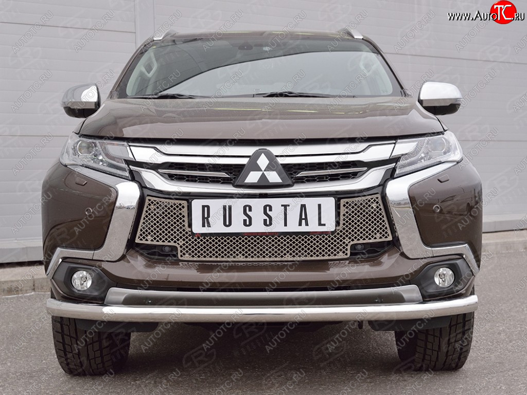 4 299 р. Сетка нижнего воздухозаборника (нержавеющая сталь) Russtal Mitsubishi Pajero Sport QE дорестайлинг (2015-2021)  с доставкой в г. Санкт‑Петербург