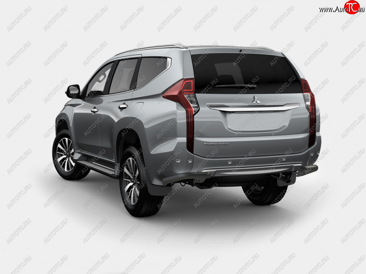 10 599 р. Защита заднего бампера SLITKOFF (Ø63 мм уголки, крепеж Bosal)  Mitsubishi Pajero Sport  QE (2015-2021) дорестайлинг (нержавейка с полимерным покрытием, черный)  с доставкой в г. Санкт‑Петербург