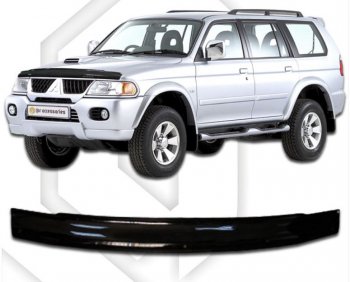 1 799 р. Дефлектор капота CA-Plastic  Mitsubishi Pajero Sport  1 PA (1996-2008) (Classic черный, Без надписи)  с доставкой в г. Санкт‑Петербург. Увеличить фотографию 1