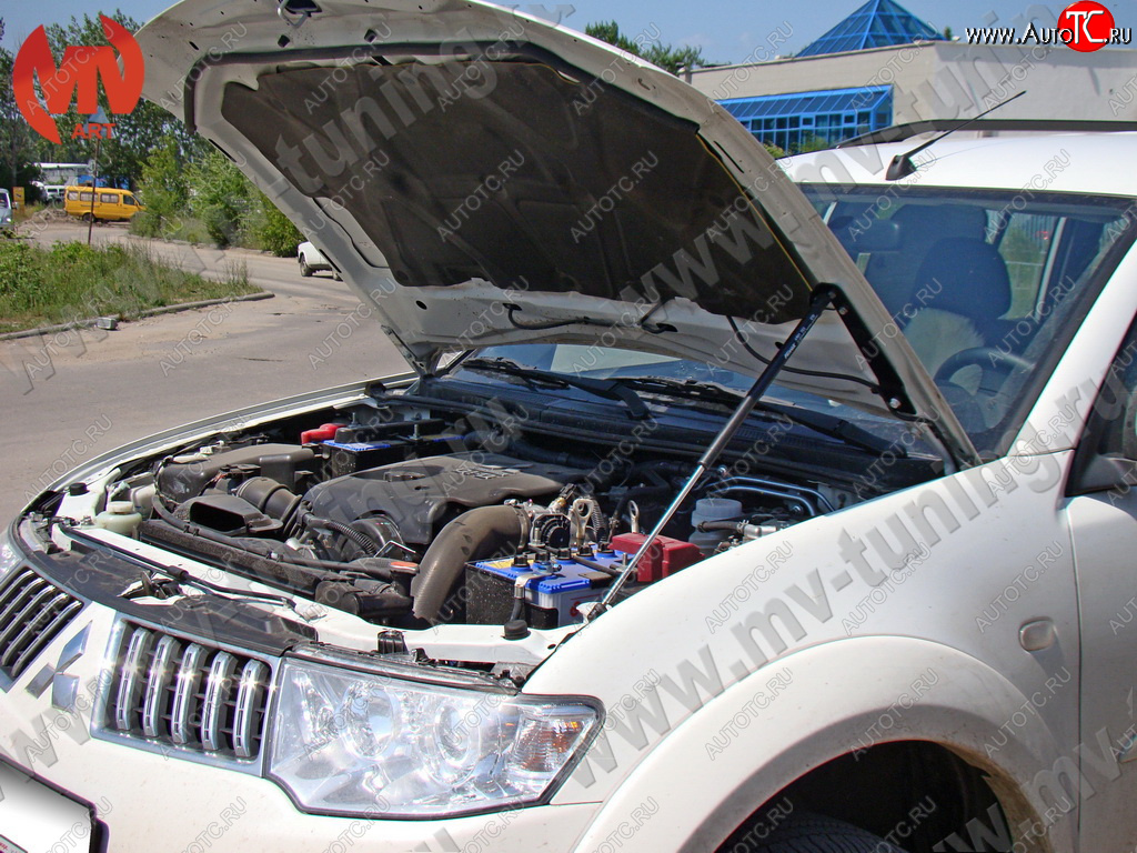 2 969 р. Упор капота MV-Tuning (одинарный) Mitsubishi Pajero Sport PB дорестайлинг (2008-2013)  с доставкой в г. Санкт‑Петербург