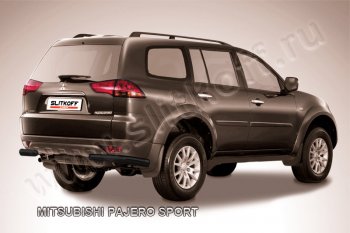 4 399 р. Защита заднего бампера (уголки, сталь окрашенная, Ø57 мм)  Mitsubishi Pajero Sport  2 PB (2008-2013) дорестайлинг (Цвет: серебристый)  с доставкой в г. Санкт‑Петербург. Увеличить фотографию 1