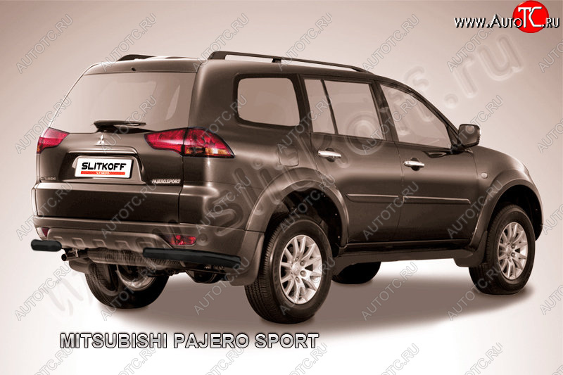 4 399 р. Защита заднего бампера (уголки, сталь окрашенная, Ø57 мм)  Mitsubishi Pajero Sport  2 PB (2008-2013) дорестайлинг (Цвет: серебристый)  с доставкой в г. Санкт‑Петербург