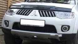 2 499 р. Дефлектор капота NovLine Mitsubishi Pajero Sport PB дорестайлинг (2008-2013)  с доставкой в г. Санкт‑Петербург. Увеличить фотографию 1