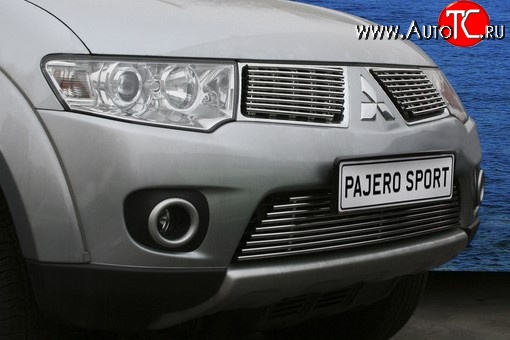 5 399 р. Декоративная вставка решетки радиатора Berkut Mitsubishi Pajero Sport PB дорестайлинг (2008-2013)  с доставкой в г. Санкт‑Петербург