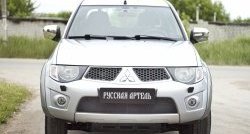 2 179 р. Защитная сетка решетки переднего бампера РА Mitsubishi Pajero Sport PB дорестайлинг (2008-2013)  с доставкой в г. Санкт‑Петербург. Увеличить фотографию 2