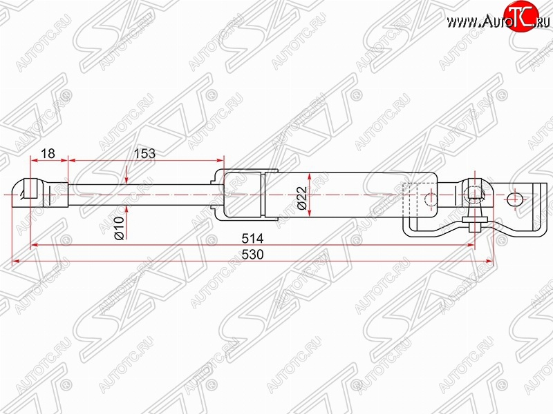 1 299 р. Газовый упор крышки багажника SAT  Mitsubishi Pajero Sport  PB (2008-2013) дорестайлинг  с доставкой в г. Санкт‑Петербург