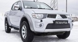 1 159 р. Зимняя заглушка решетки переднего бампера РА Mitsubishi Pajero Sport PB дорестайлинг (2008-2013)  с доставкой в г. Санкт‑Петербург. Увеличить фотографию 1