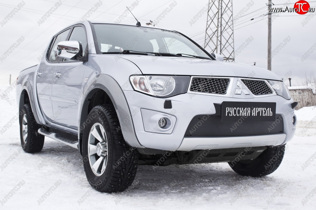 1 159 р. Зимняя заглушка решетки переднего бампера РА Mitsubishi Pajero Sport PB дорестайлинг (2008-2013)  с доставкой в г. Санкт‑Петербург