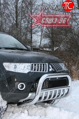 18 314 р. Защита переднего бампера Souz-96 (d76) Mitsubishi Pajero Sport PB дорестайлинг (2008-2013)  с доставкой в г. Санкт‑Петербург