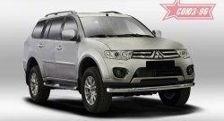 11 654 р. Защита переднего бампера одинарная Souz-96 (d76) Mitsubishi Pajero Sport PB дорестайлинг (2008-2013)  с доставкой в г. Санкт‑Петербург. Увеличить фотографию 1