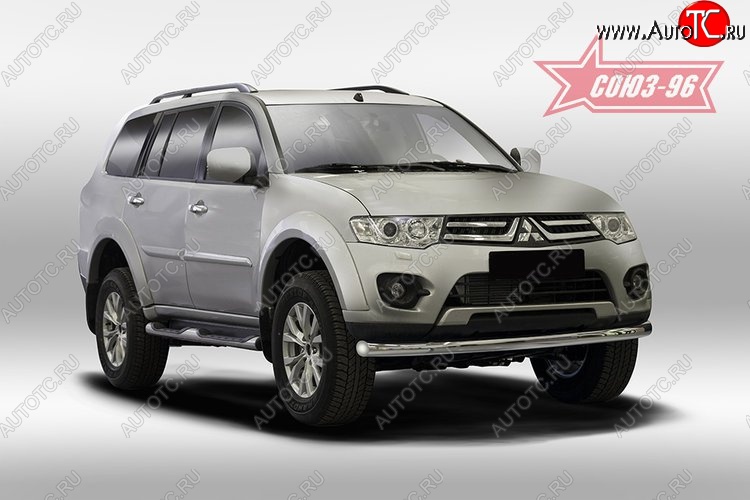 11 654 р. Защита переднего бампера одинарная Souz-96 (d76) Mitsubishi Pajero Sport PB дорестайлинг (2008-2013)  с доставкой в г. Санкт‑Петербург