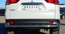 Защита заднего бампера (2 трубы Ø76 и 42 мм с уголками, нержавейка) Russtal Mitsubishi Pajero Sport PB рестайлинг (2013-2017)