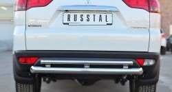 Защита заднего бампера (Ø76 и 42 мм, нержавейка) Russtal Mitsubishi Pajero Sport PB рестайлинг (2013-2017)