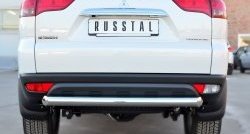 Одинарная защита заднего бампера из трубы диаметром 76 мм (рестайлинг) Russtal Mitsubishi Pajero Sport PB рестайлинг (2013-2017)