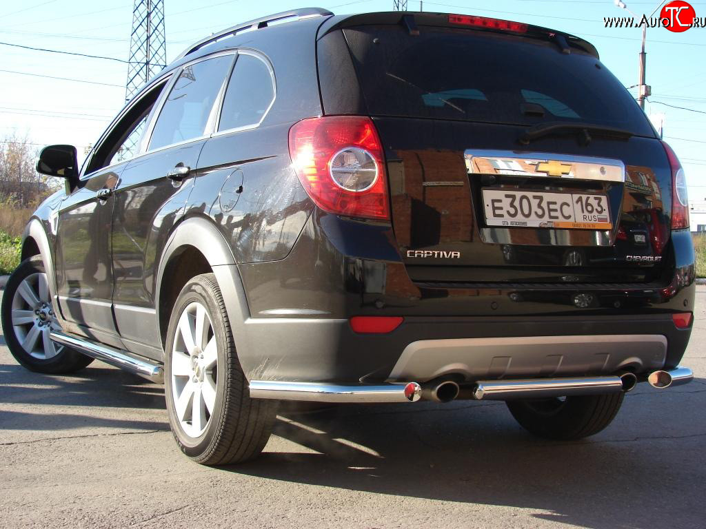 8 599 р. Защита заднего бампера из труб d63.5 Metall-design Chevrolet Captiva  дорестайлинг (2006-2011) (Комплект)  с доставкой в г. Санкт‑Петербург