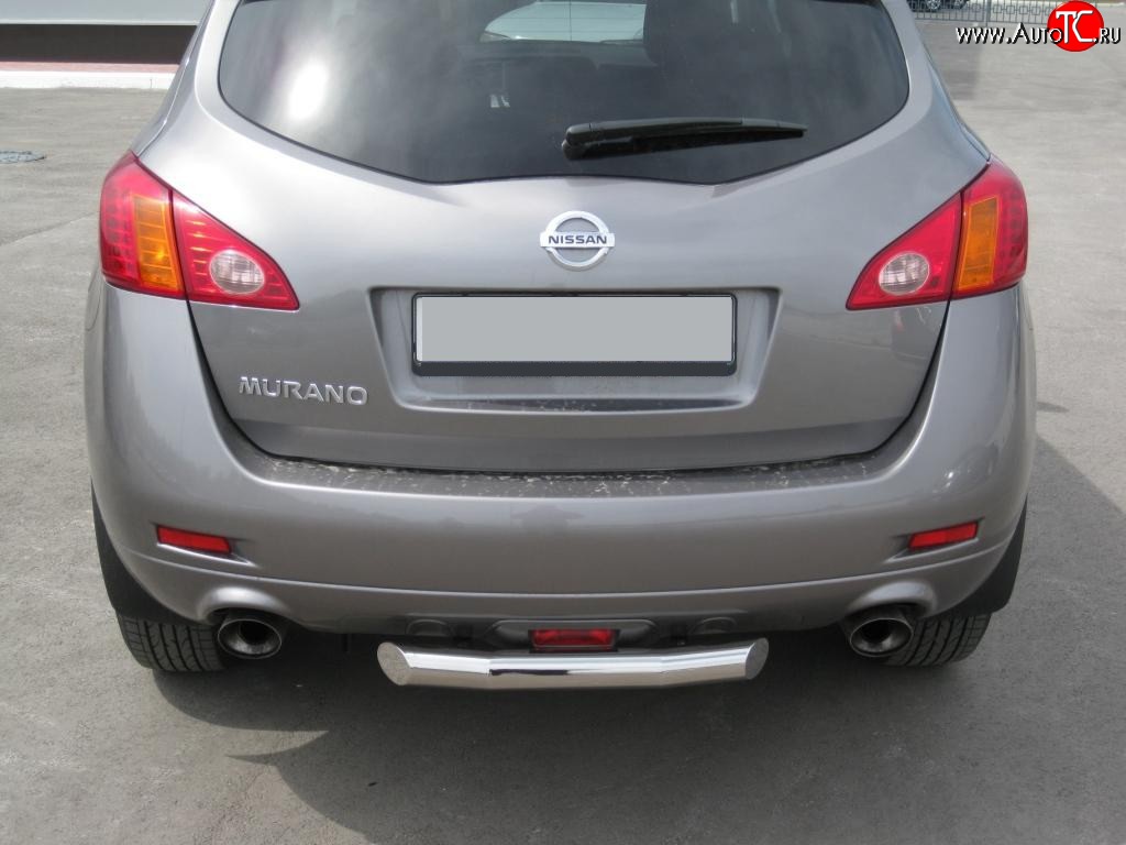 14 999 р. Защита заднего бампера (Ø63, короткая, нержавейка) SLITKOFF  Nissan Murano  2 Z51 (2008-2016) дорестайлинг, рестайлинг (Нержавеющая сталь)  с доставкой в г. Санкт‑Петербург