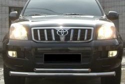 Защита переднего бампера (2 трубыØ76 и 42 мм, нержавейка) Russtal Toyota Land Cruiser Prado J120 (2002-2009)