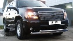 23 999 р. Защита переднего бампера (2 трубыØ76 мм, нержавейка) Russtal Chevrolet Tahoe GMT900 5 дв. (2006-2013)  с доставкой в г. Санкт‑Петербург. Увеличить фотографию 6