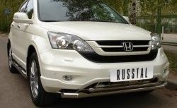 14 999 р. Защита переднего бампера (2 трубыØ63 и 42 мм, нержавейка) Russtal Honda CR-V RE1,RE2,RE3,RE4,RE5,RE7 рестайлинг (2009-2012) (Объём двигателя 2.0 л)  с доставкой в г. Санкт‑Петербург. Увеличить фотографию 1