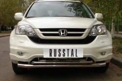 14 999 р. Защита переднего бампера (2 трубыØ63 и 42 мм, нержавейка) Russtal Honda CR-V RE1,RE2,RE3,RE4,RE5,RE7 рестайлинг (2009-2012) (Объём двигателя 2.0 л)  с доставкой в г. Санкт‑Петербург. Увеличить фотографию 2