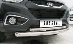 15 999 р. Защита переднего бампера (2 трубыØ63 и 42 мм, нержавейка) Russtal Hyundai IX35 LM дорестайлинг (2009-2013)  с доставкой в г. Санкт‑Петербург. Увеличить фотографию 1