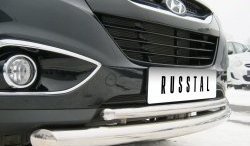 15 999 р. Защита переднего бампера (2 трубыØ63 и 42 мм, нержавейка) Russtal Hyundai IX35 LM дорестайлинг (2009-2013)  с доставкой в г. Санкт‑Петербург. Увеличить фотографию 2