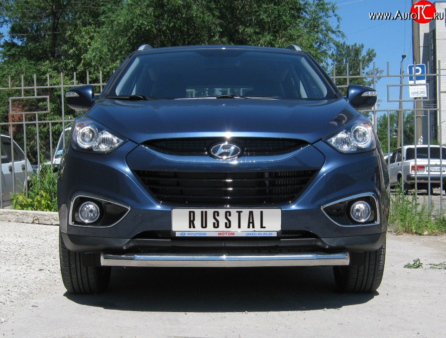 15 649 р. Одинарная защита переднего бампера Russtal диаметром 76 мм  Hyundai IX35  LM (2009-2018) дорестайлинг, рестайлинг  с доставкой в г. Санкт‑Петербург