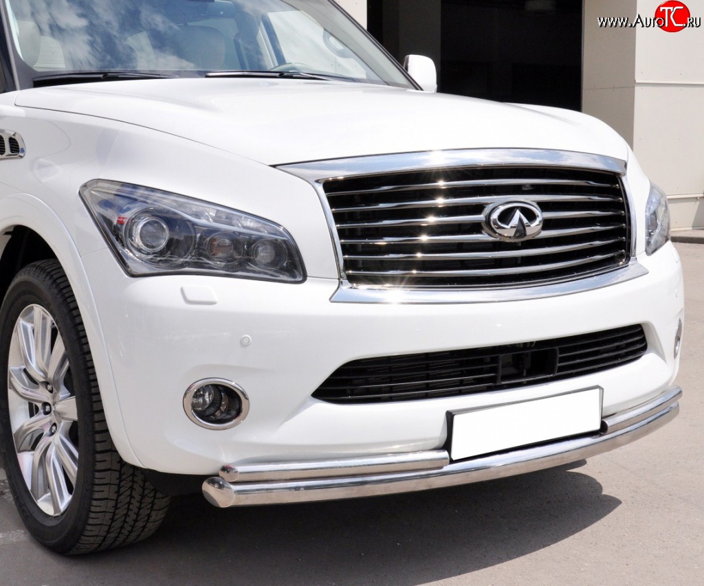 17 299 р. Защита переднего бампера (2 трубыØ76 и 42 мм, нержавейка) SLITKOFF INFINITI QX56 Z62 (2010-2013)  с доставкой в г. Санкт‑Петербург