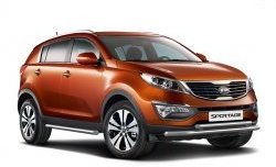 Двойная защита переднего бампера Petroil-Tuning 63 мм KIA Sportage 3 SL дорестайлинг (2010-2014)  (Нержавеющая полированная сталь)