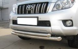 Защита переднего бампера (2 трубыØ76 и 63 мм, нержавейка) SLITKOFF Toyota Land Cruiser Prado J150 дорестайлинг (2009-2013)