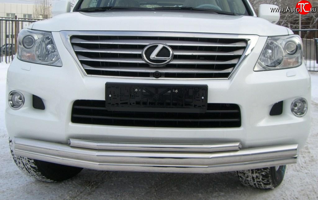 26 999 р. Тройная защита переднего бампера Russtal 70 мм  Lexus LX570  J200 (2007-2012) дорестайлинг  с доставкой в г. Санкт‑Петербург