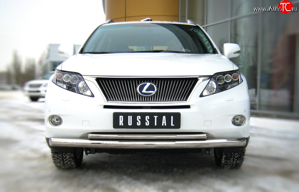 16 999 р. Защита переднего бампера (2 трубыØ76 и 42 мм, нержавейка) Russtal Lexus RX270 AL10 дорестайлинг (2010-2012)  с доставкой в г. Санкт‑Петербург