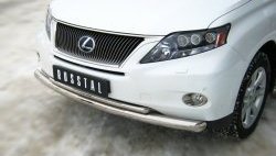 16 999 р. Защита переднего бампера (2 трубыØ76 и 42 мм, нержавейка) Russtal Lexus RX270 AL10 дорестайлинг (2010-2012)  с доставкой в г. Санкт‑Петербург. Увеличить фотографию 2