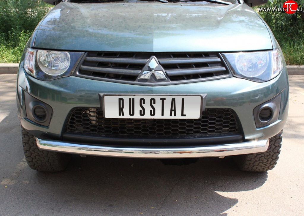 16 699 р. Одинарная защита переднего бампера Russtal диаметром 76 мм  Mitsubishi L200  4 (2006-2014)  дорестайлинг  с доставкой в г. Санкт‑Петербург