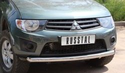 16 699 р. Одинарная защита переднего бампера Russtal диаметром 76 мм  Mitsubishi L200  4 (2006-2014)  дорестайлинг  с доставкой в г. Санкт‑Петербург. Увеличить фотографию 2