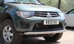 16 699 р. Одинарная защита переднего бампера Russtal диаметром 76 мм  Mitsubishi L200  4 (2006-2014)  дорестайлинг  с доставкой в г. Санкт‑Петербург. Увеличить фотографию 3