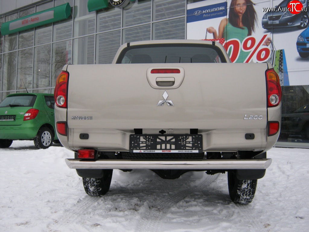 15 999 р. Защита заднего бампера (Ø76 мм, нержавейка) Russtal Mitsubishi L200 4  дорестайлинг (2006-2014)  с доставкой в г. Санкт‑Петербург