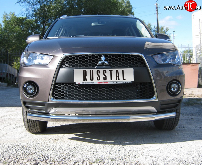 17 549 р. Одинарная защита переднего бампера Russtal диаметром 76 мм Mitsubishi Outlander XL (CW)  рестайлинг (2010-2013)  с доставкой в г. Санкт‑Петербург