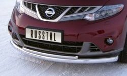 16 999 р. Защита переднего бампера (2 трубыØ63 и 42 мм, нержавейка) Russtal Nissan Murano 2 Z51 рестайлинг (2010-2016)  с доставкой в г. Санкт‑Петербург. Увеличить фотографию 1