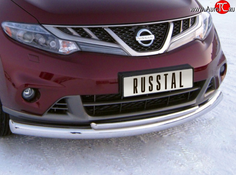 21 549 р. Защита переднего бампера (2 трубыØ76 и 42 мм, нержавейка) SLITKOFF Nissan Murano 2 Z51 рестайлинг (2010-2016)  с доставкой в г. Санкт‑Петербург