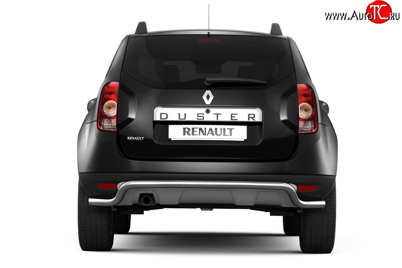 4 599 р. Защита Petroil Tuning заднего бампера диаметром 51 мм с изгибом под факоп  Renault Duster  HS (2010-2015) дорестайлинг (Нержавеющая полированная сталь)  с доставкой в г. Санкт‑Петербург