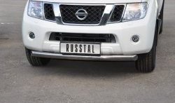 15 399 р. Одинарная защита переднего бампера Russtal диаметром 76 мм (2010 г.в.)  Nissan Pathfinder  R51 (2004-2007) дорестайлинг  с доставкой в г. Санкт‑Петербург. Увеличить фотографию 2