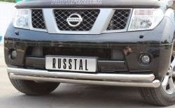 19 099 р. Защита переднего бампера (2 трубыØ76 и 63 мм, нержавейка) Russtal Nissan Pathfinder R51 дорестайлинг (2004-2007)  с доставкой в г. Санкт‑Петербург. Увеличить фотографию 1