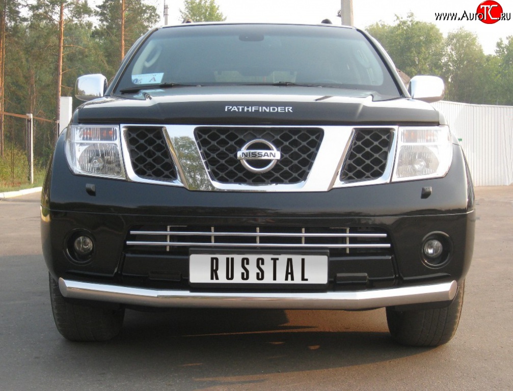 15 999 р. Одинарная защита переднего бампера Russtal диаметром 76 мм Nissan Pathfinder R51 дорестайлинг (2004-2007)  с доставкой в г. Санкт‑Петербург