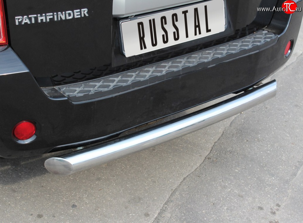 15 399 р. Защита заднего бампера (Ø76 мм, нержавейка) Russtal Nissan Pathfinder R51 дорестайлинг (2004-2007)  с доставкой в г. Санкт‑Петербург