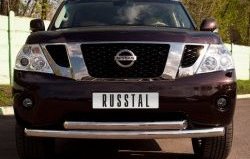 15 999 р. Защита переднего бампера (2 трубыØ76 мм, нержавейка) Russtal  Nissan Patrol  6 (2010-2014) Y62 дорестайлинг  с доставкой в г. Санкт‑Петербург. Увеличить фотографию 1